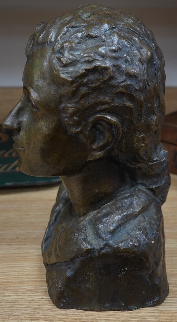 Hermann Haller (1880-1950), bronze bust of a lady, 36.5cm. Condition - good